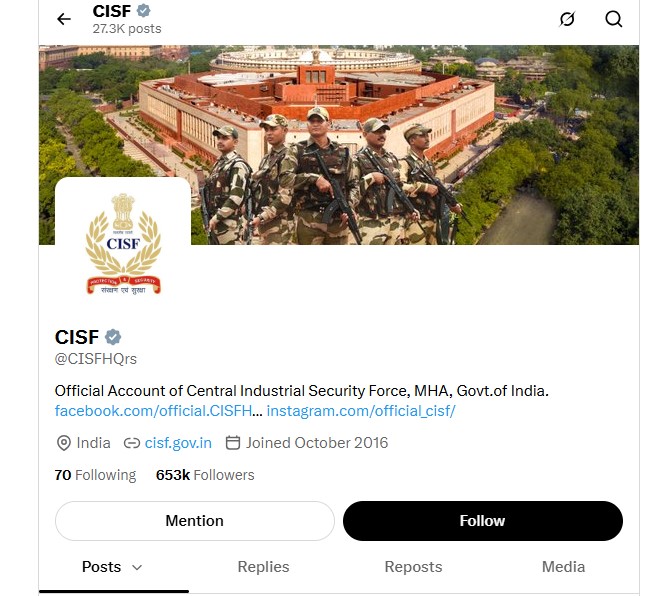 Official CISF X Page